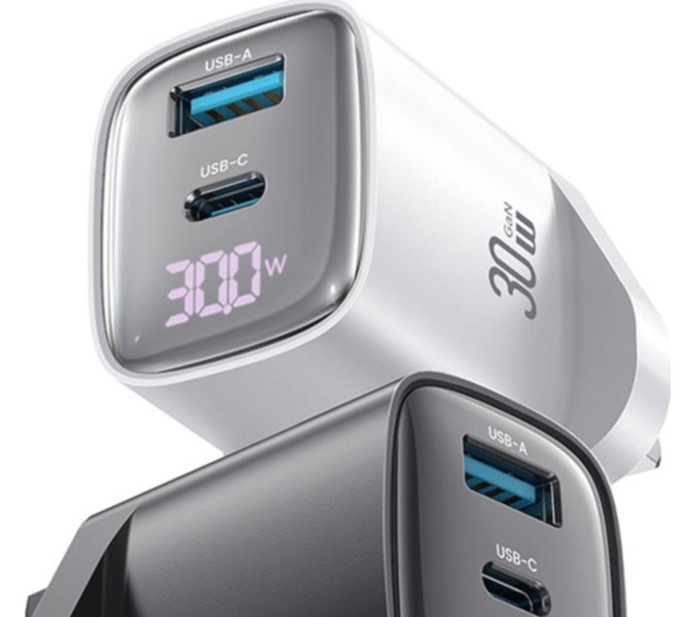 SILVERLABEL E71029019 2-in-1 30 W Dual USB Type-C & Type-A GaN Charger - White image number 2 of 4