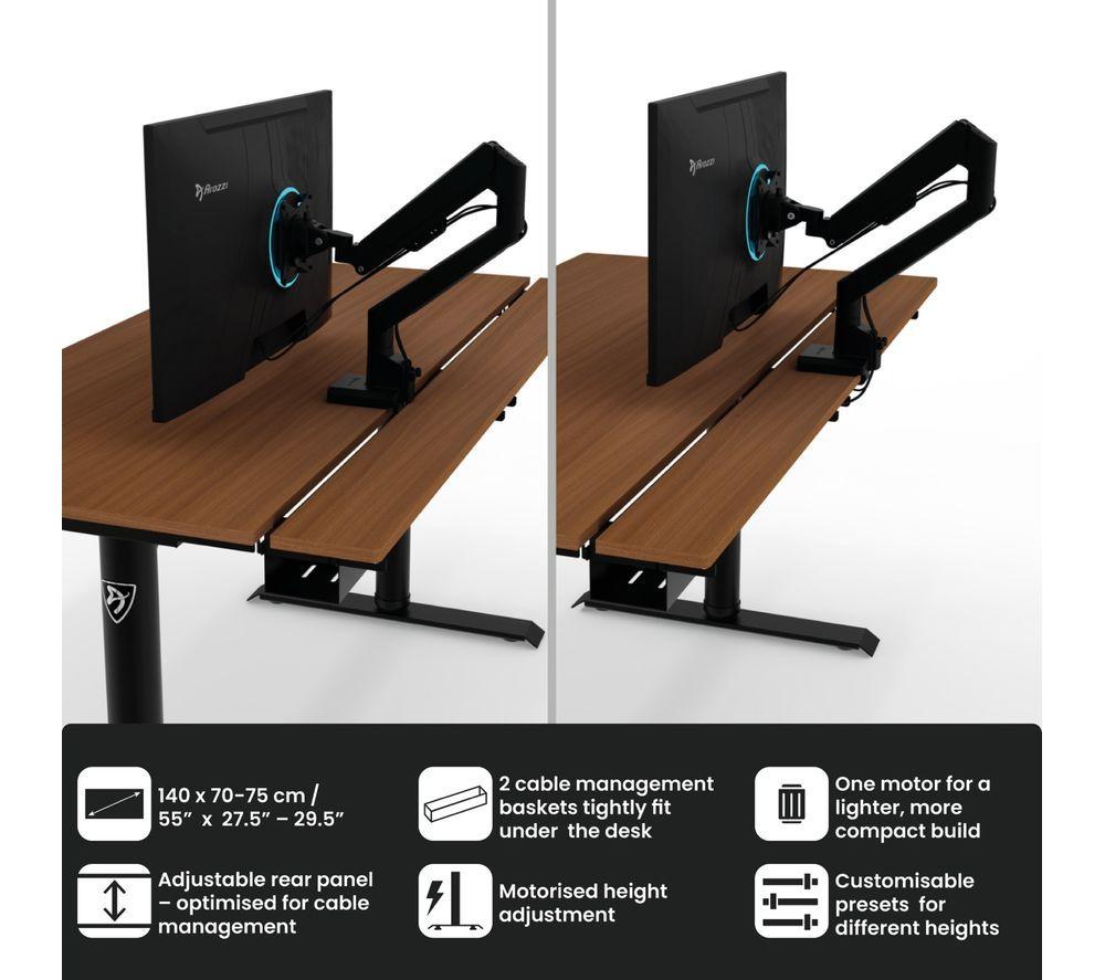 AROZZI Arena Nordico Gaming Desk - Walnut image number 3 of 7
