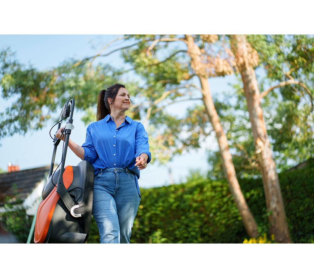 FLYMO EasiHover 300 4.0 Cordless Lawn Mower - Black & Orange image number 13 of 13