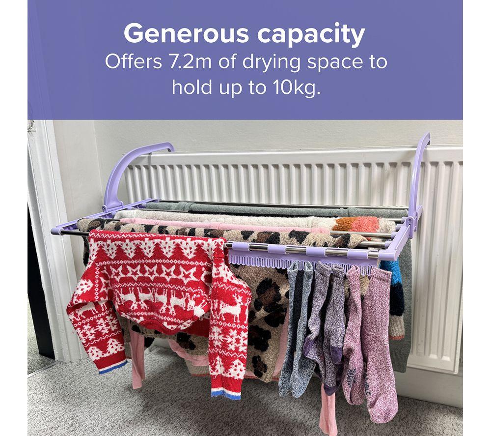 SPRING & SPRUCE Speedi Dry Extendable Clothes Airer - Purple & Silver image number 2 of 9