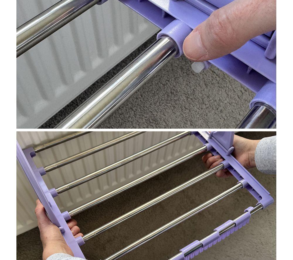 SPRING & SPRUCE Speedi Dry Extendable Clothes Airer - Purple & Silver image number 6 of 9