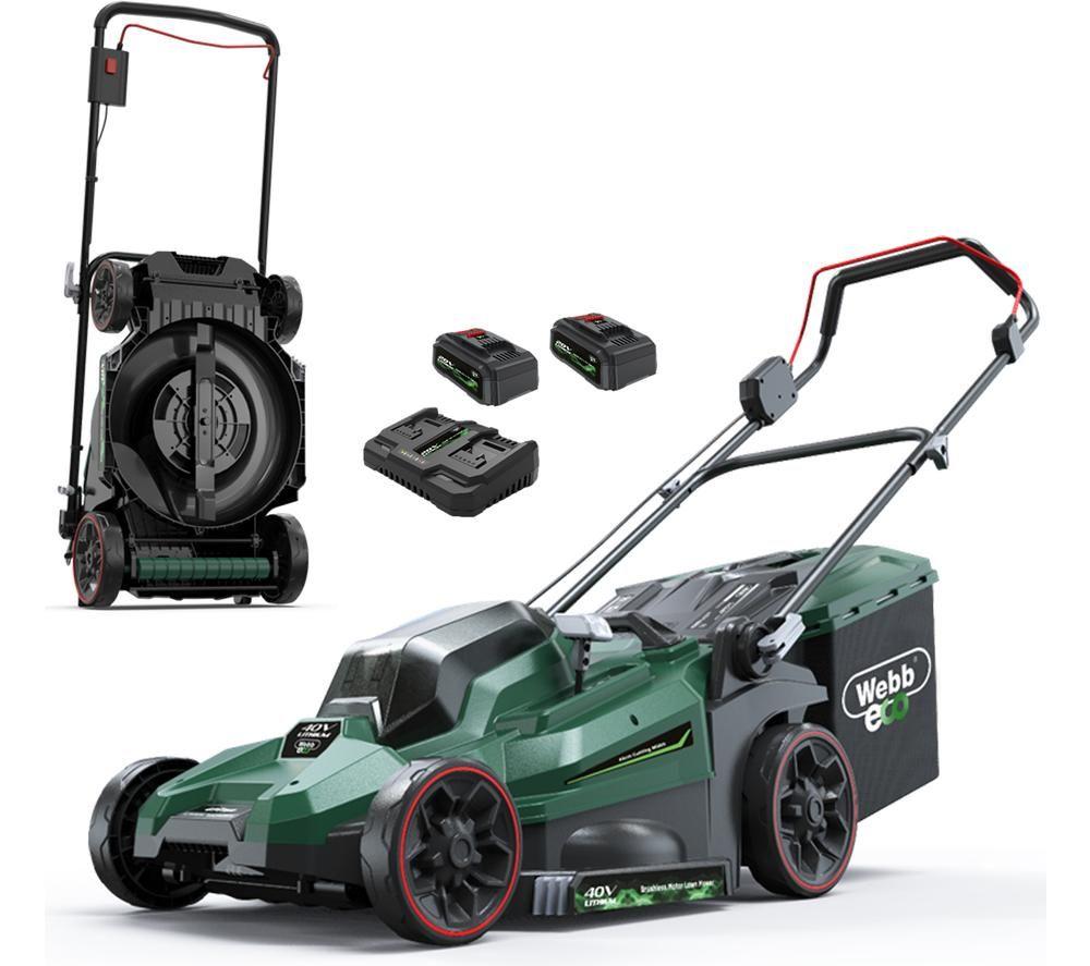 Webb Eco Wev20x2lm38rrb4x Cordless Rotary Lawnmower - Green & Black, Black,Green
