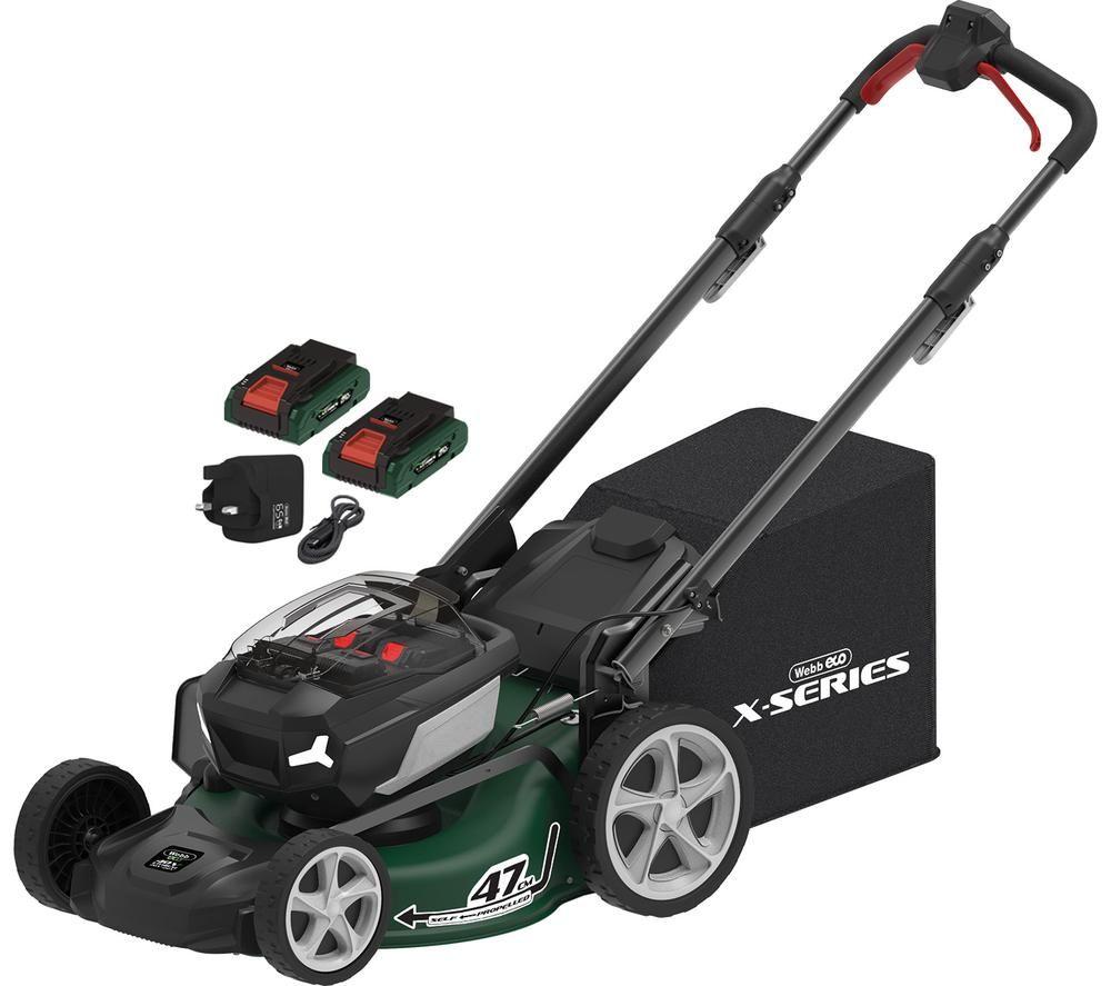 Webb X Series Wev20x2lm47spb4x Cordless Rotary Lawnmower  Green & Black, Black,Green,Silver/Grey