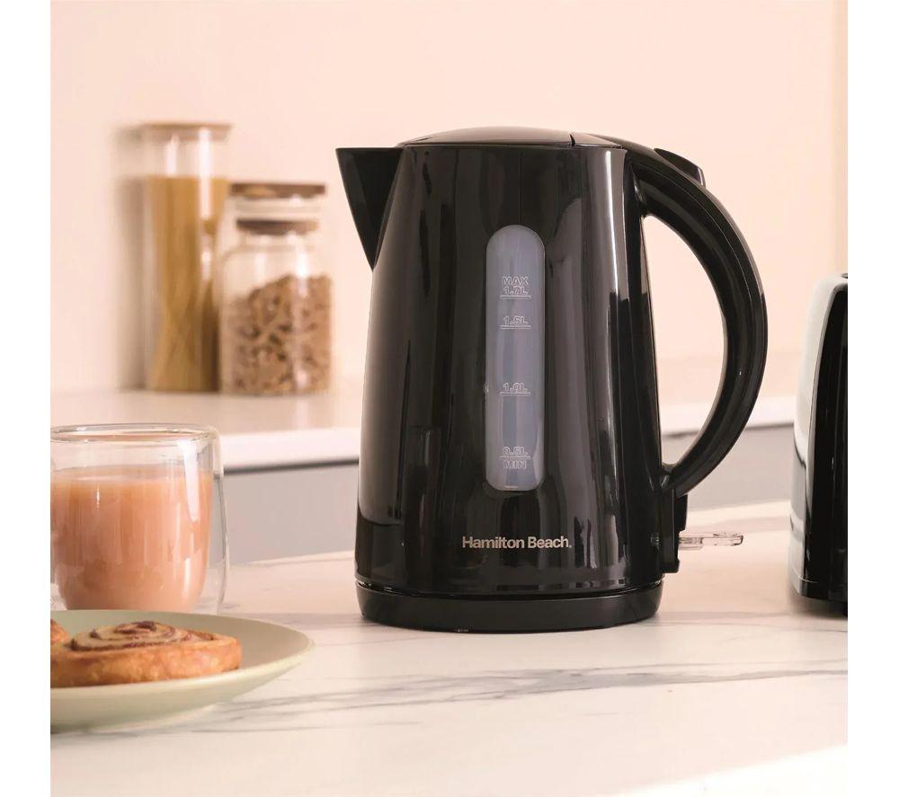 HAMILTON BEACH Essentials Jug Kettle, 4-Slice Toaster & Sandwich Toaster Bundle - Black image number 2 of 8