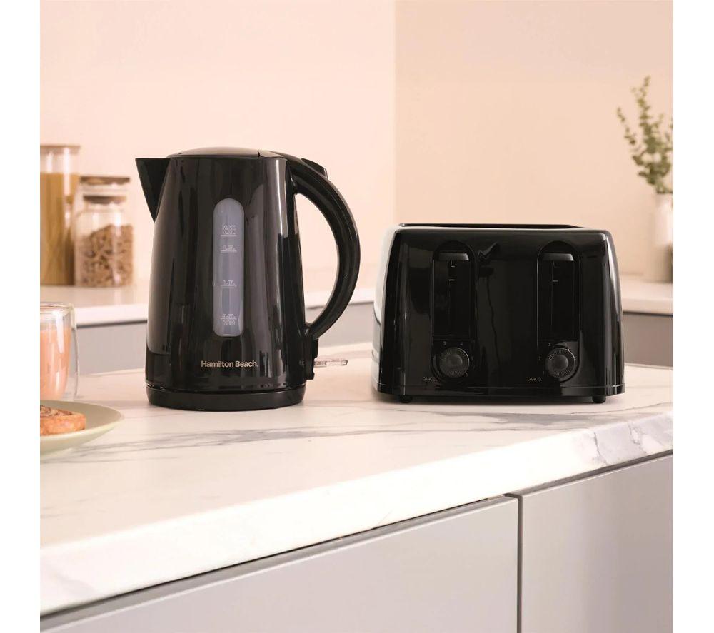 HAMILTON BEACH Essentials Jug Kettle, 4-Slice Toaster & Sandwich Toaster Bundle - Black image number 3 of 8