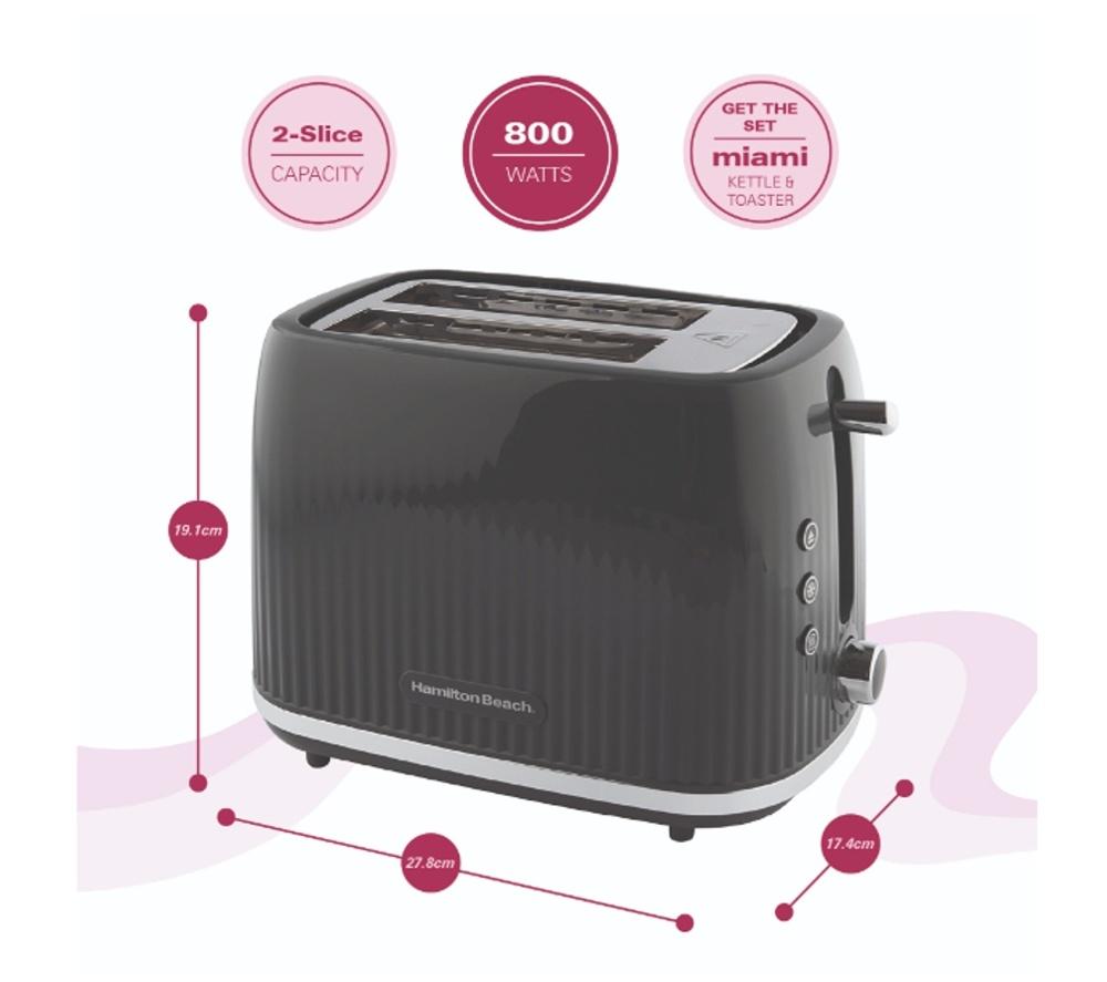 HAMILTON BEACH Miami HBMIAKSCH Solo Microwave, Electric Kettle & 2-Slice Toaster Bundle - Charcoal image number 9 of 10