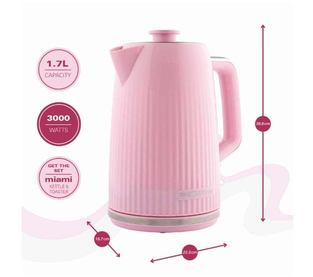 HAMILTON BEACH Miami HBMIAKSFP Solo Microwave, Electric Kettle & 2-Slice Toaster Bundle - Pink image number 8 of 10