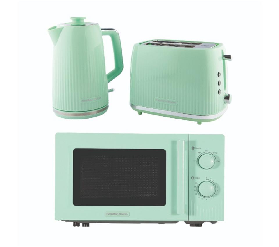HAMILTON BEACH Miami HBMIAKSMM Solo Microwave, Electric Kettle & 2-Slice Toaster Bundle - Mint