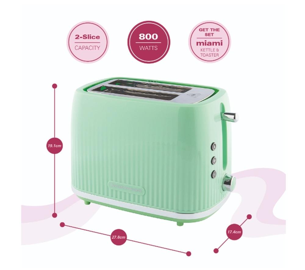 HAMILTON BEACH Miami HBMIAKSMM Solo Microwave, Electric Kettle & 2-Slice Toaster Bundle - Mint image number 8 of 9