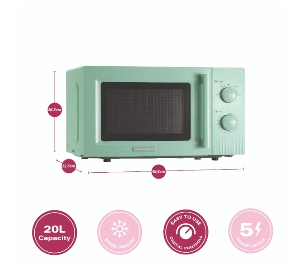 HAMILTON BEACH Miami HBMIAKSMM Solo Microwave, Electric Kettle & 2-Slice Toaster Bundle - Mint image number 9 of 9
