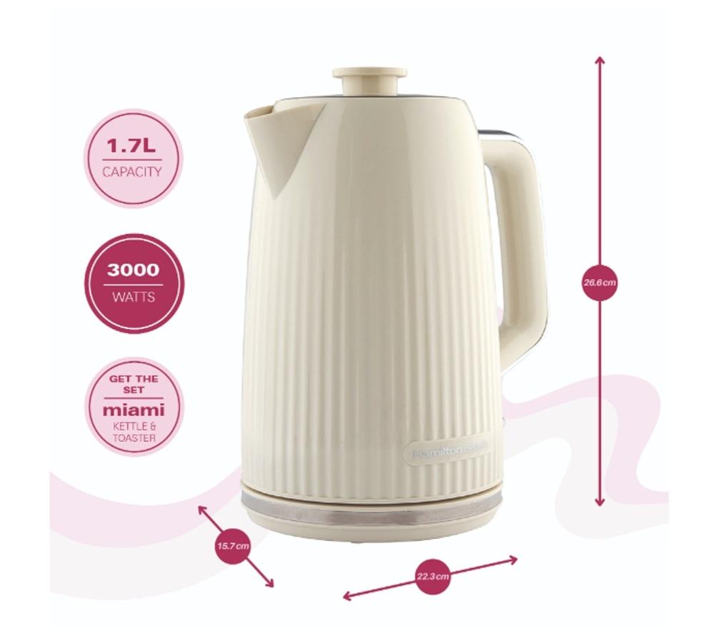 HAMILTON BEACH Miami HBMIAKSS Solo Microwave, Electric Kettle & 2-Slice Toaster Bundle - Sand image number 5 of 7