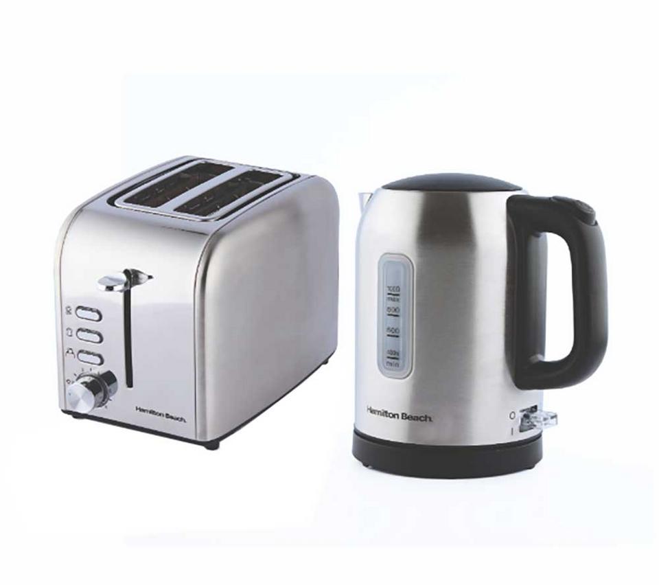 HAMILTON BEACH Rise Jug Kettle & 4-Slice Toaster Bundle - Silver