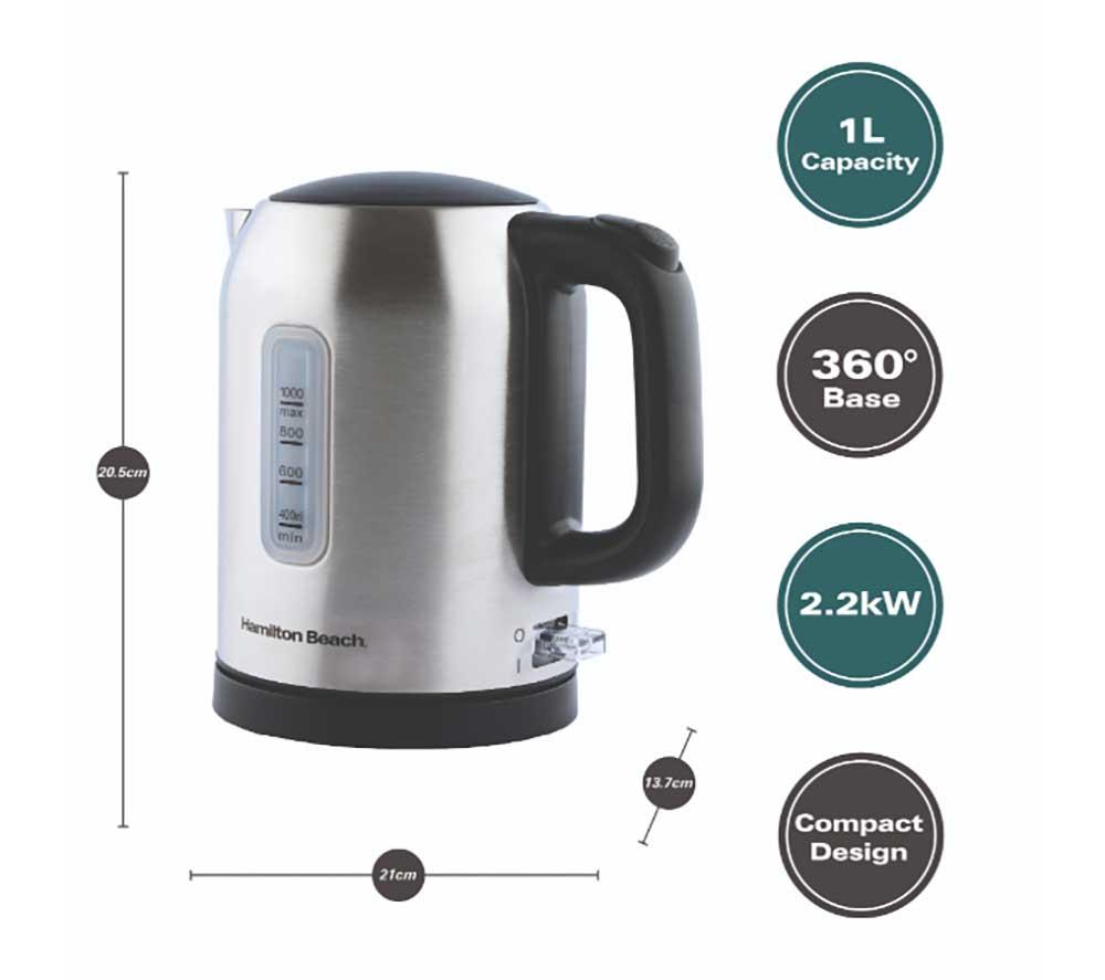 HAMILTON BEACH Rise Jug Kettle & 4-Slice Toaster Bundle - Silver image number 4 of 5
