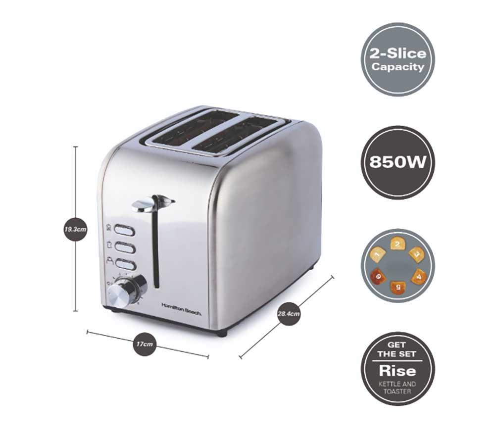 HAMILTON BEACH Rise Jug Kettle & 4-Slice Toaster Bundle - Silver image number 5 of 5