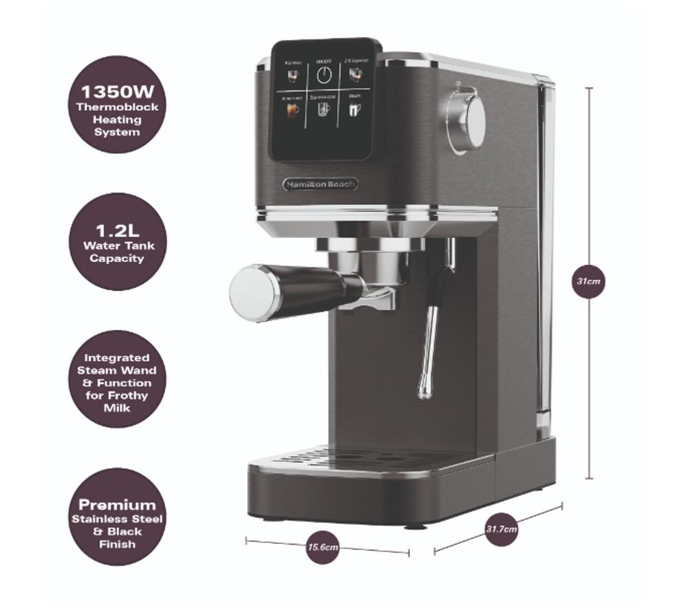 HAMILTON BEACH BaristaPro Touch HBC5210B Espresso Coffee Machine - Black image number 13 of 14