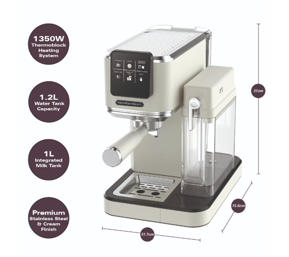 HAMILTON BEACH BaristaPro Touch HBC7210C Coffee Machine - Cream image number 13 of 13
