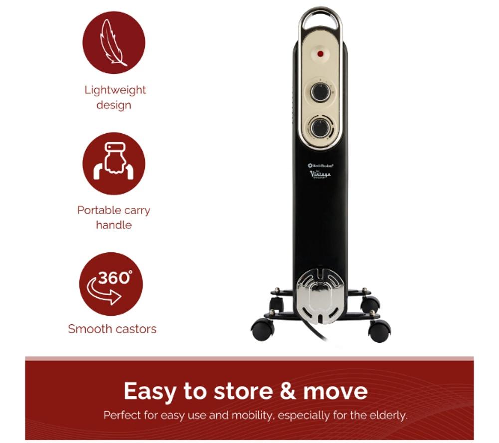 REDIFFUSION Rediffusion Vintage REDB14KBLKE Portable Oil-Filled Radiator - Black image number 4 of 7