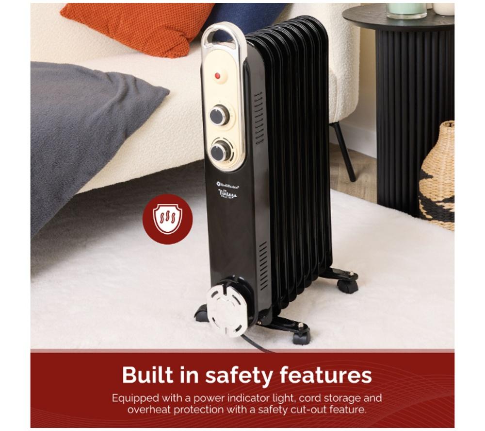 REDIFFUSION Rediffusion Vintage REDB14KBLKE Portable Oil-Filled Radiator - Black image number 6 of 7