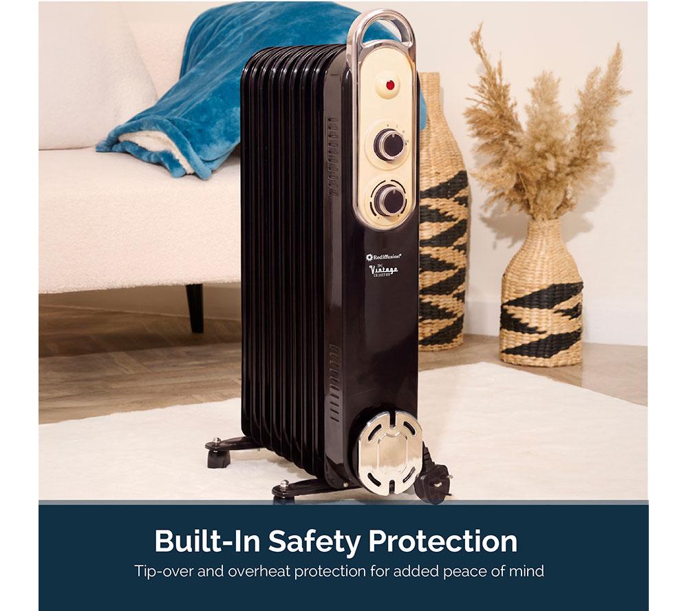 REDIFFUSION Rediffusion Vintage REDB14KBLKE Portable Oil-Filled Radiator - Black image number 8 of 11