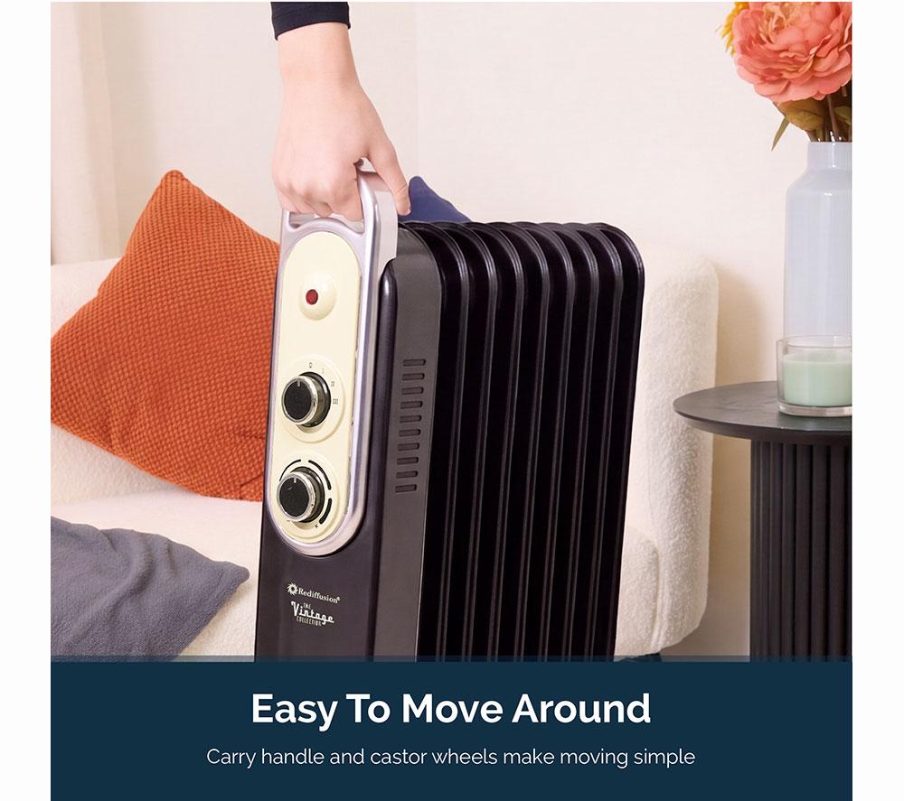 REDIFFUSION Rediffusion Vintage REDB14KBLKE Portable Oil-Filled Radiator - Black image number 10 of 11