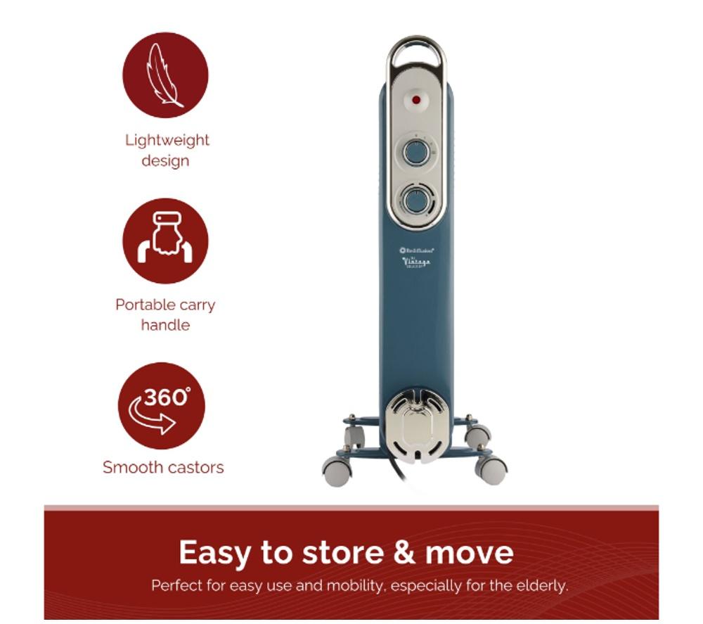 REDIFFUSION Rediffusion Vintage REDB14KBLEE Portable Oil-Filled Radiator - Blue image number 5 of 6