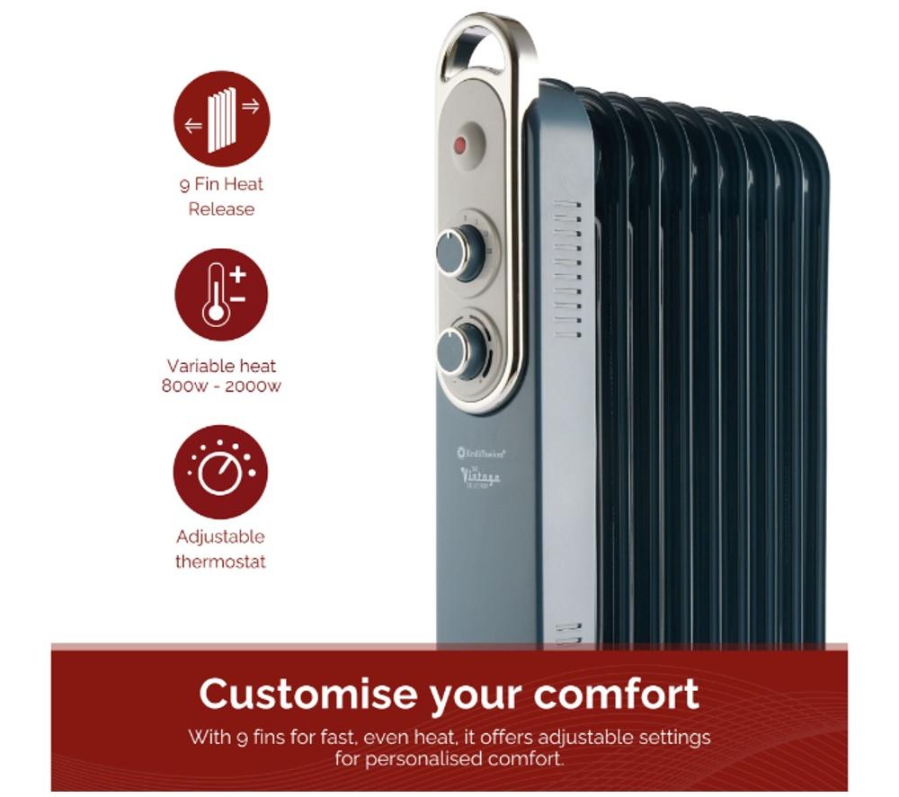 REDIFFUSION Rediffusion Vintage REDB14KBLEE Portable Oil-Filled Radiator - Blue image number 6 of 6