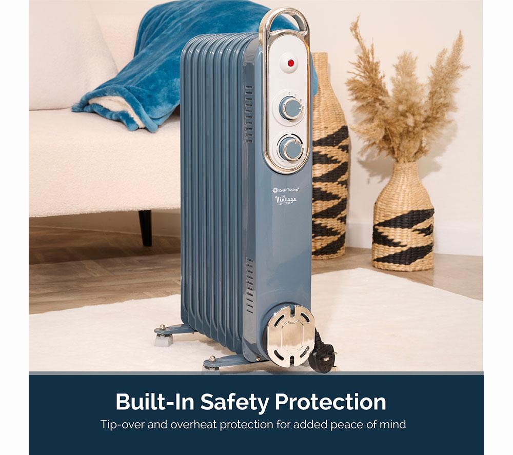REDIFFUSION Rediffusion Vintage REDB14KBLEE Portable Oil-Filled Radiator - Blue image number 9 of 12
