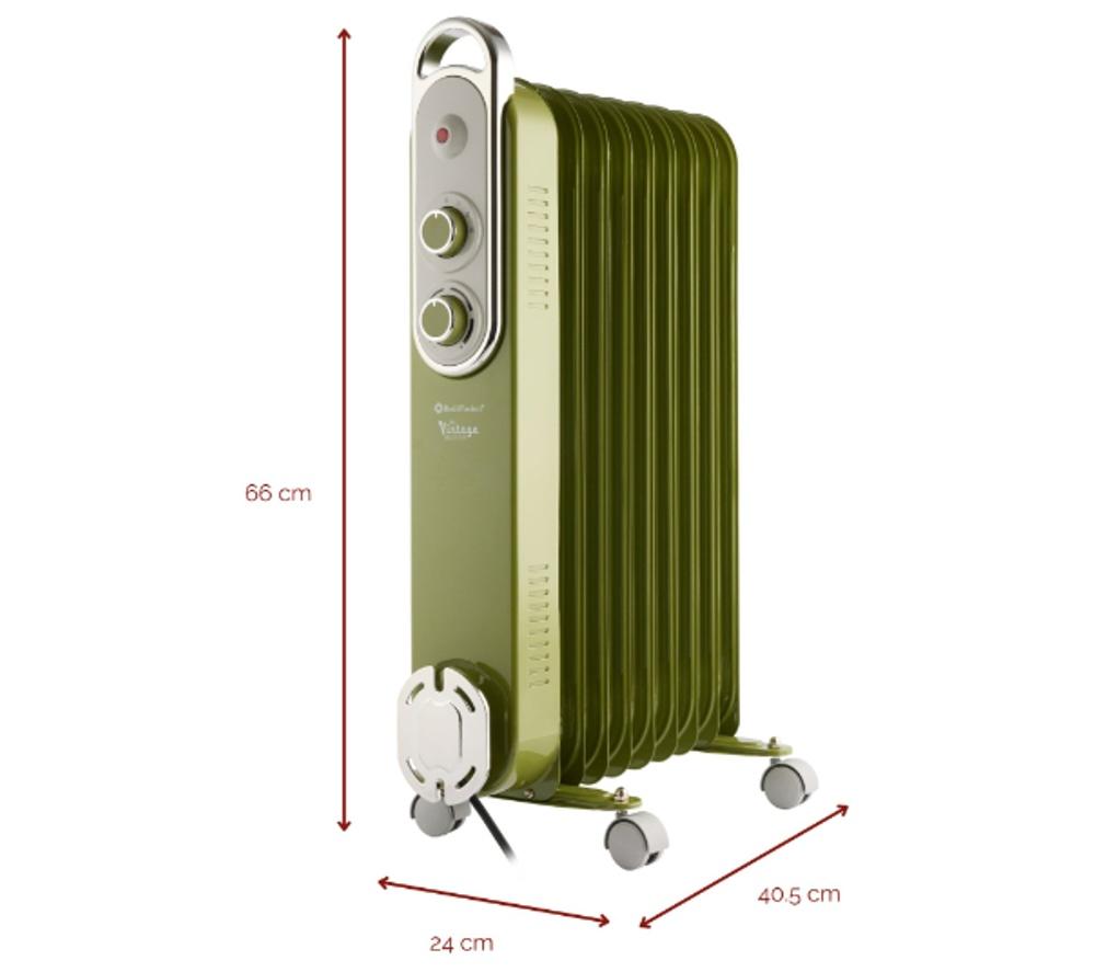 REDIFFUSION Rediffusion Vintage REDB14KGRE Portable Oil-Filled Radiator - Sage Green image number 2 of 7