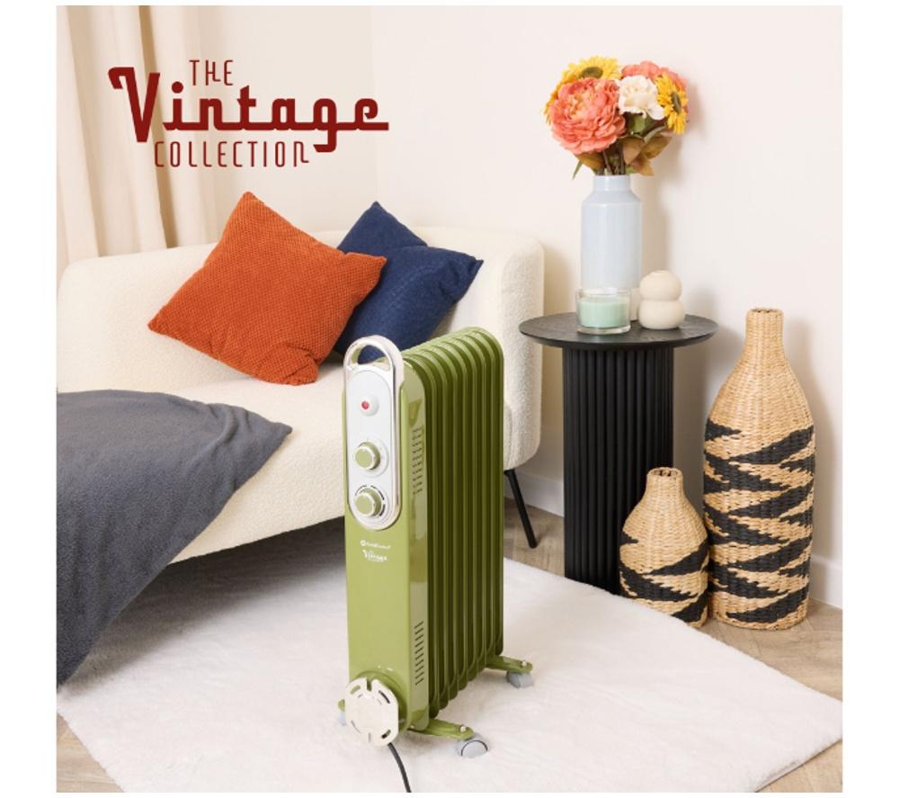 REDIFFUSION Rediffusion Vintage REDB14KGRE Portable Oil-Filled Radiator - Sage Green image number 3 of 7