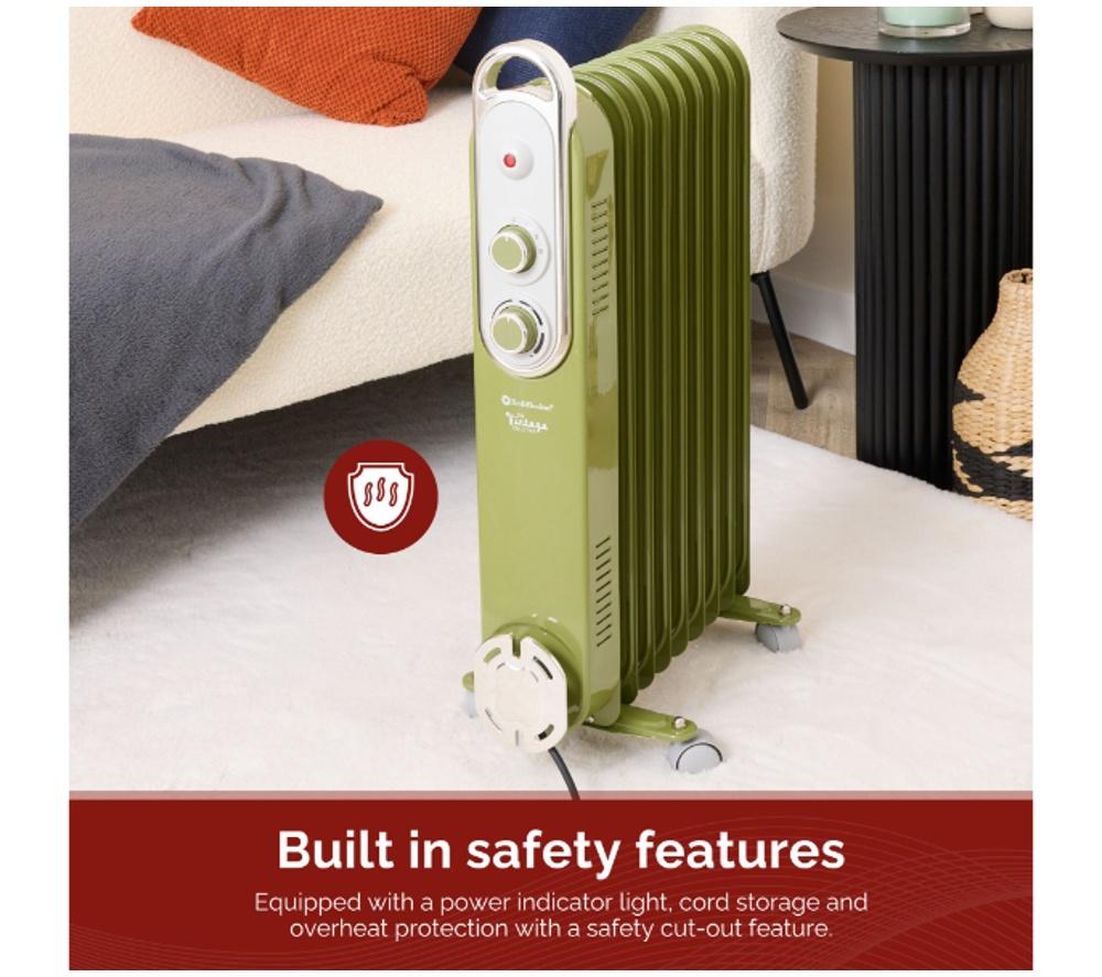 REDIFFUSION Rediffusion Vintage REDB14KGRE Portable Oil-Filled Radiator - Sage Green image number 6 of 7