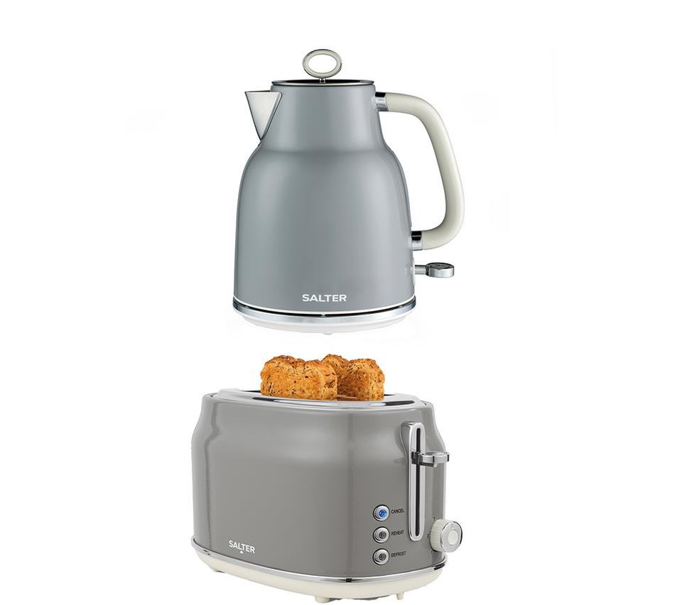 SALTER COMBO-9767 Retro Jug Kettle and 2-Slice Toaster Bundle - Grey