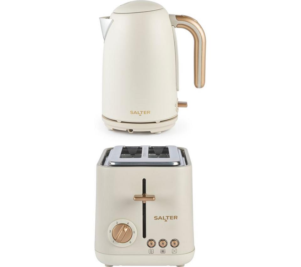 SALTER COMBO-9060 Pebble Kettle & 2‑Slice Toaster Bundle - Cream