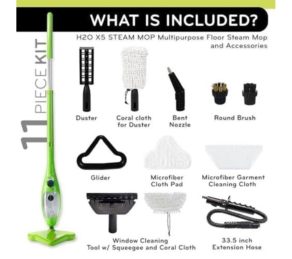 H2O H2O X5 5-in-1 Deluxe Steam Mop - Green image number 9 of 9