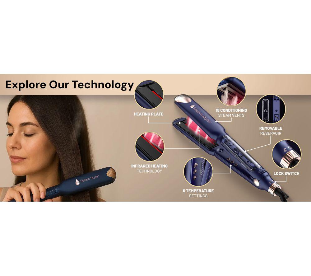 THANE Steam Styler Slim 2-in-1 Straightener and Curler - Purple image number 7 of 11