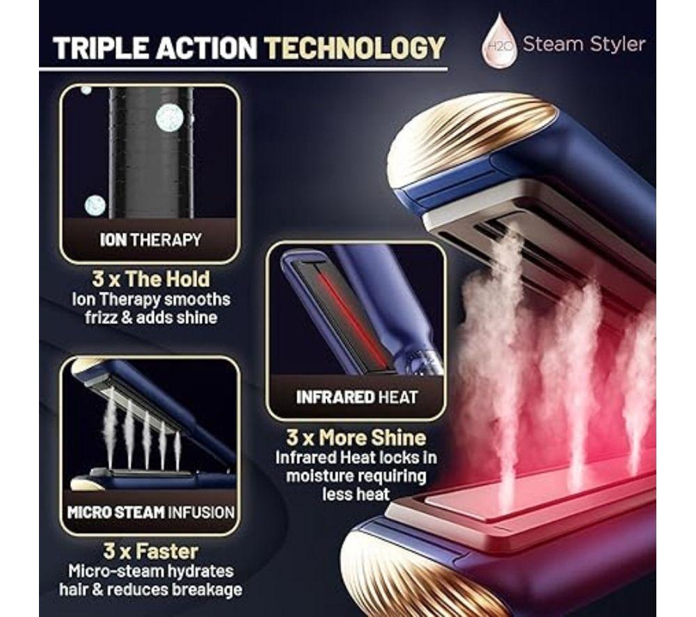 THANE H20 Steam Styler 2-in-1 Straightener & Curler - Purple image number 9 of 14