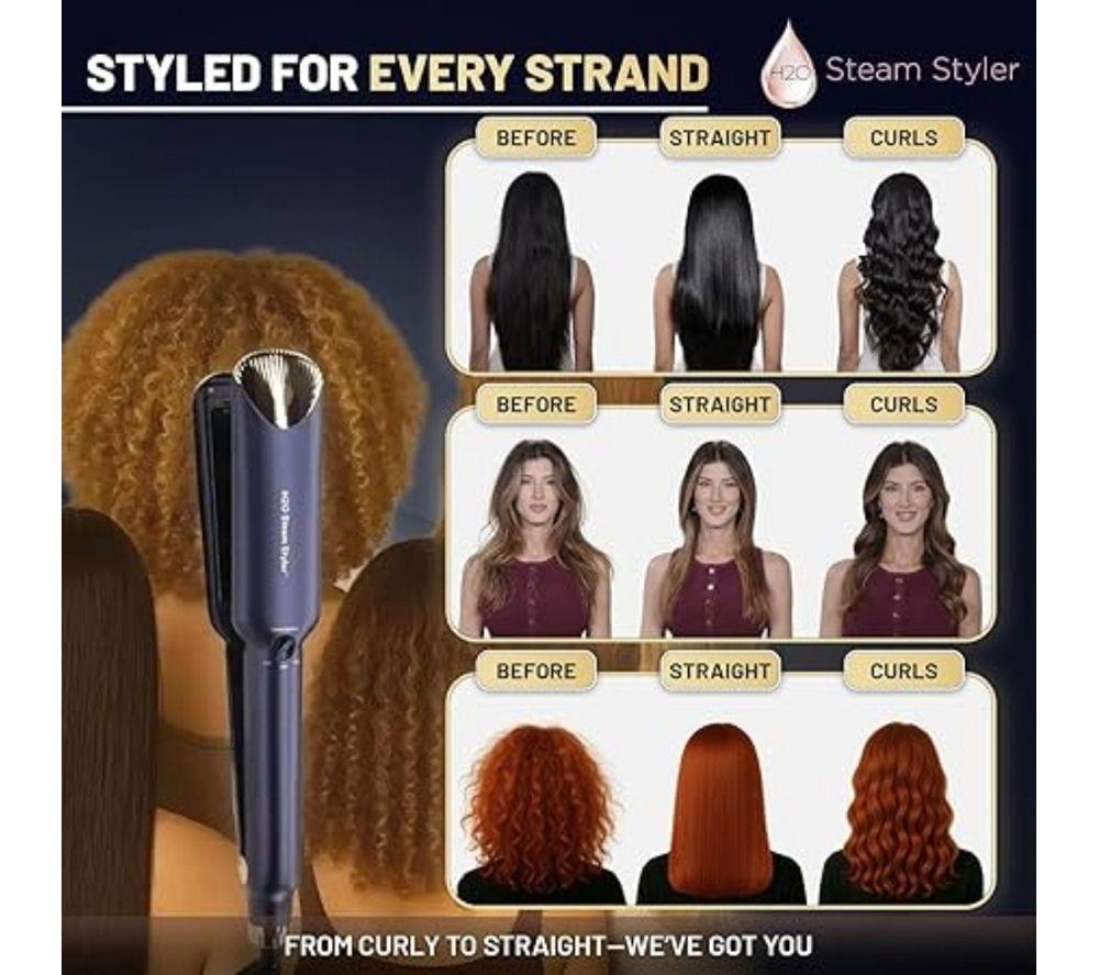 THANE H20 Steam Styler 2-in-1 Straightener & Curler - Purple image number 10 of 14