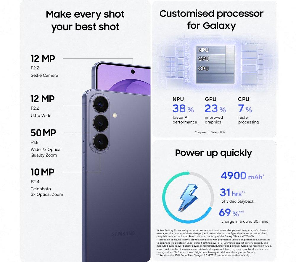 SAMSUNG Galaxy S26+ - 512 GB, Cobalt Violet image number 4 of 13