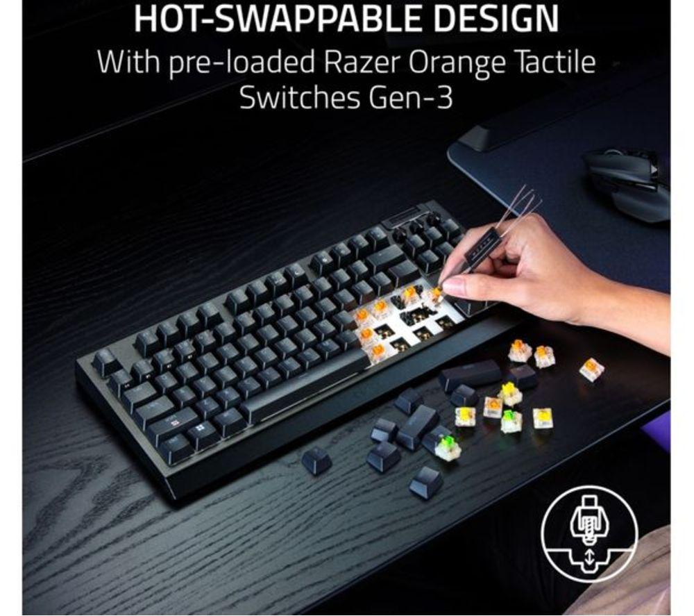 RAZER BlackWidow V4 Low-profile Tenkeyless HyperSpeed Wireless Mechanical Gaming Keyboard - Black image number 3 of 10