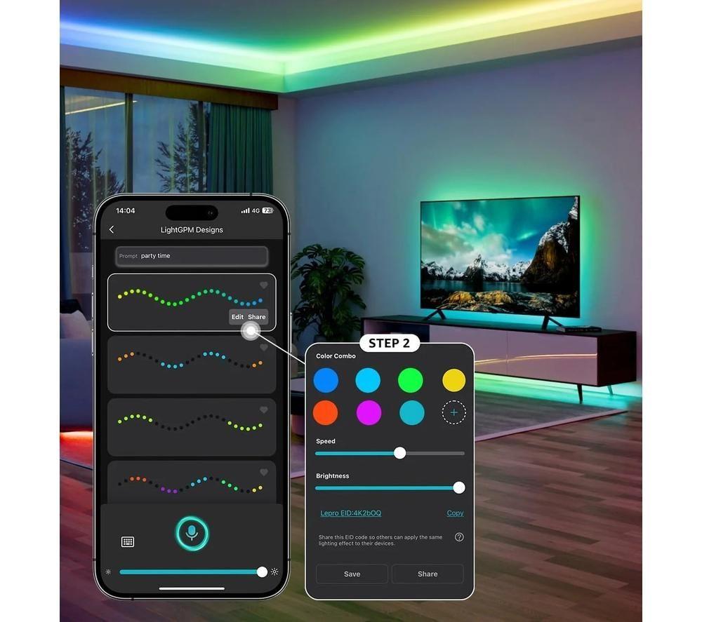 LEPRO AI Smart S2 Rainbow Strip Light - RGB, 5 m image number 2 of 3