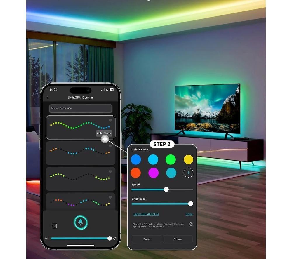 LEPRO AI Smart S2 Rainbow Strip Light - RGB, 10 m image number 5 of 6