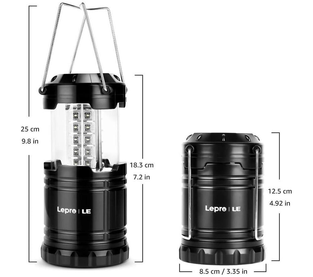 LEPRO 3300007-2 LED Camping Lantern - Black, Pack of 2 image number 4 of 4
