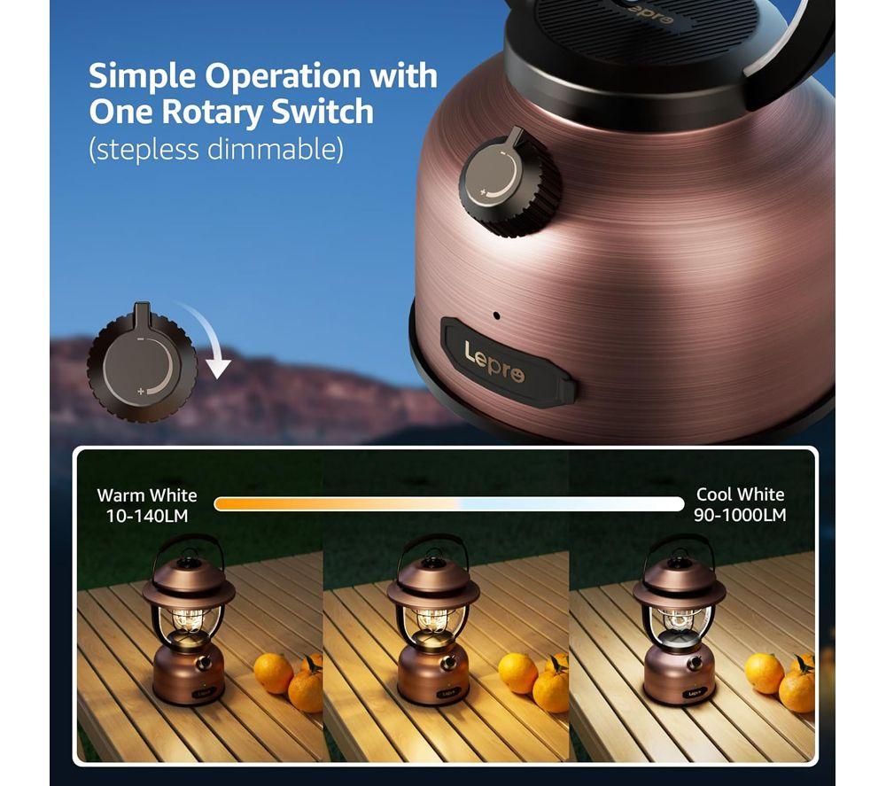 LEPRO PR330041 LED Camping Lantern - Brown image number 6 of 9