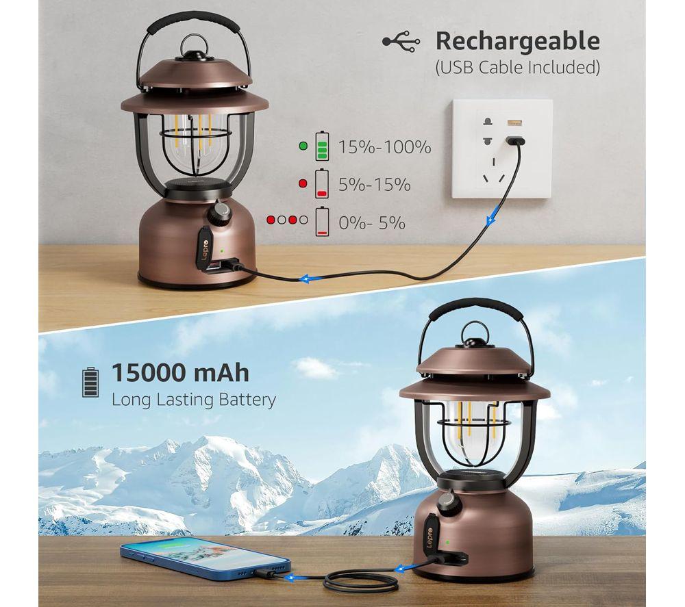 LEPRO PR330041 LED Camping Lantern - Brown image number 7 of 9