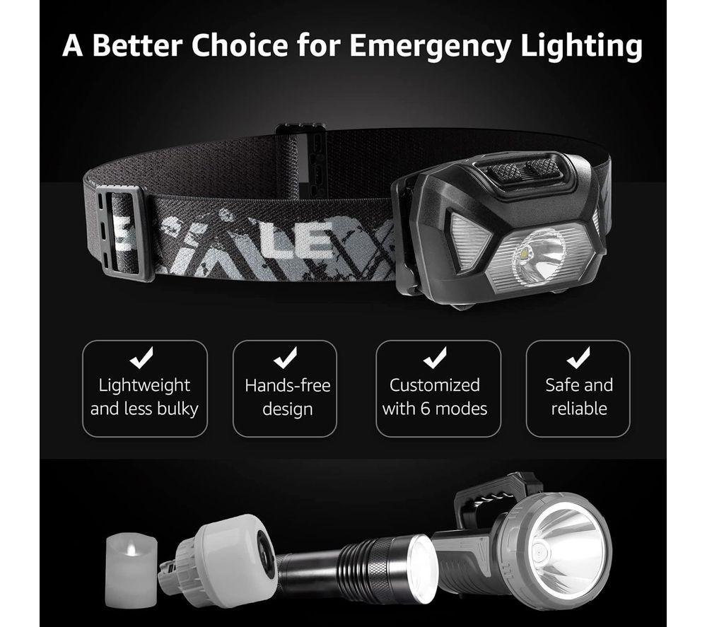 LEPRO EAN320015-2 LED Head Torch - Black, Pack of 2 image number 6 of 8