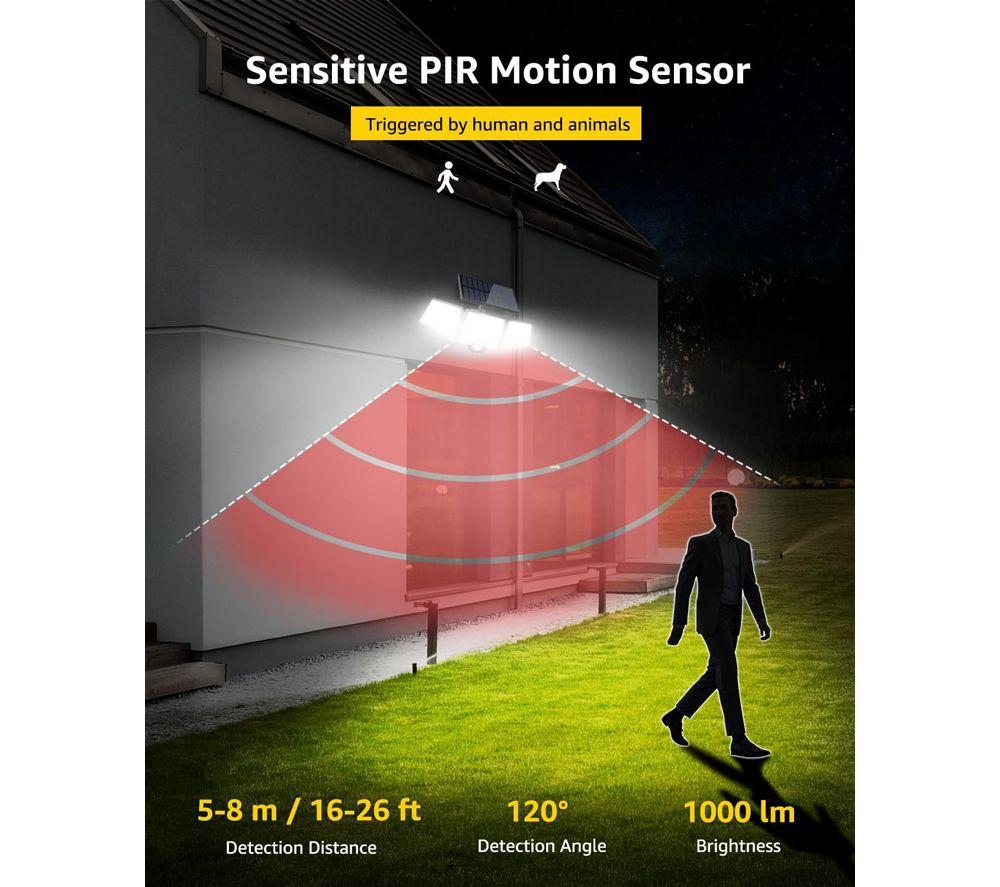 LEPRO Solar Security 1000 Integrated Wall Spotlight - Black image number 3 of 11
