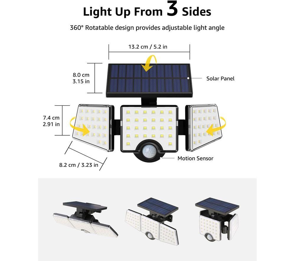 LEPRO Solar Security 1000 Integrated Wall Spotlight - Black image number 7 of 11