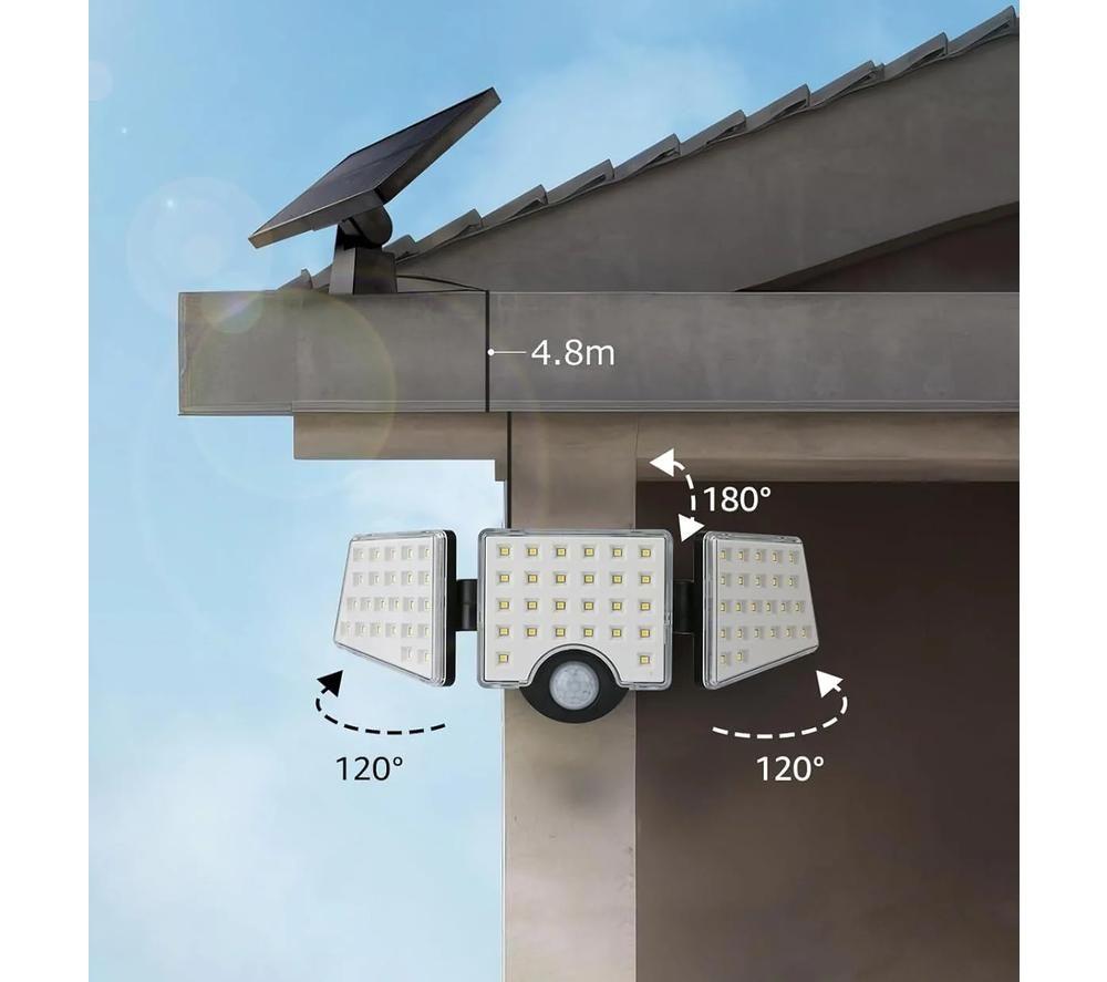 LEPRO Solar LED Floodlight with PIR Motion Sensor - Black & White image number 2 of 8