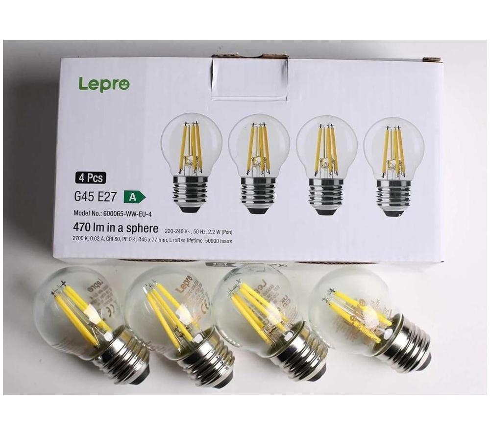 LEPRO Filament LED Light Bulb - E27, Warm White, Pack of 4 image number 3 of 3