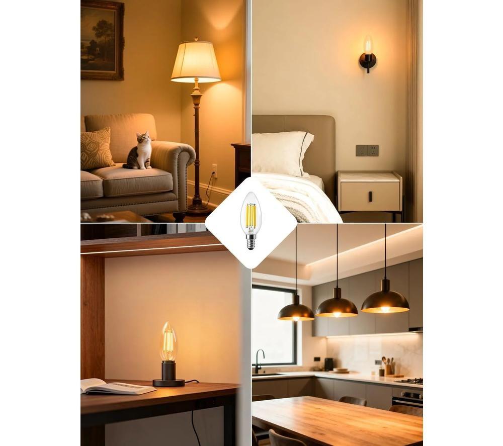 LEPRO Filament LED Light Bulb - E14, Warm White, Twin Pack image number 3 of 3
