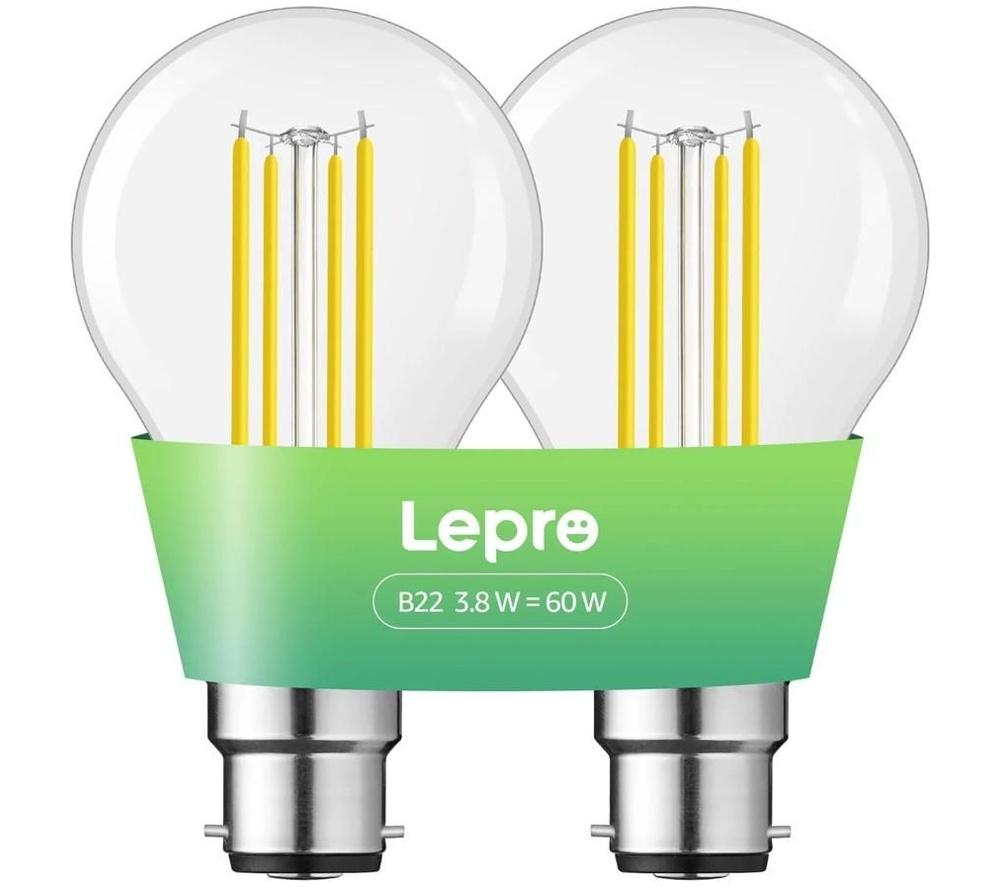 LEPRO Filament LED Light Bulb - B22, Warm White, Pack of 2 image number 3 of 4